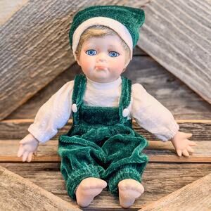 Gustave Fritz Wolff Doll #A0874 Artist Signed-Blonde Boy w Velvet Overalls & Cap